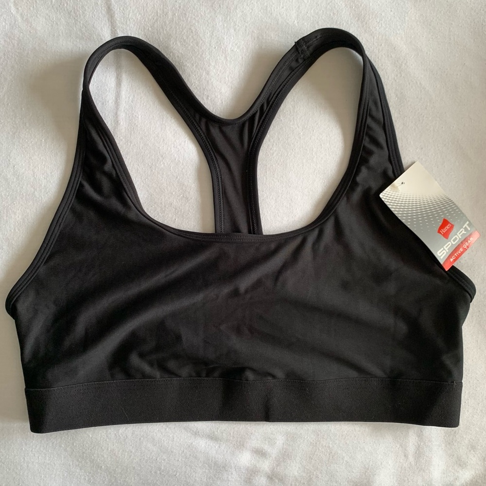 Hanes Sport Racerback Wireless Bra - Black